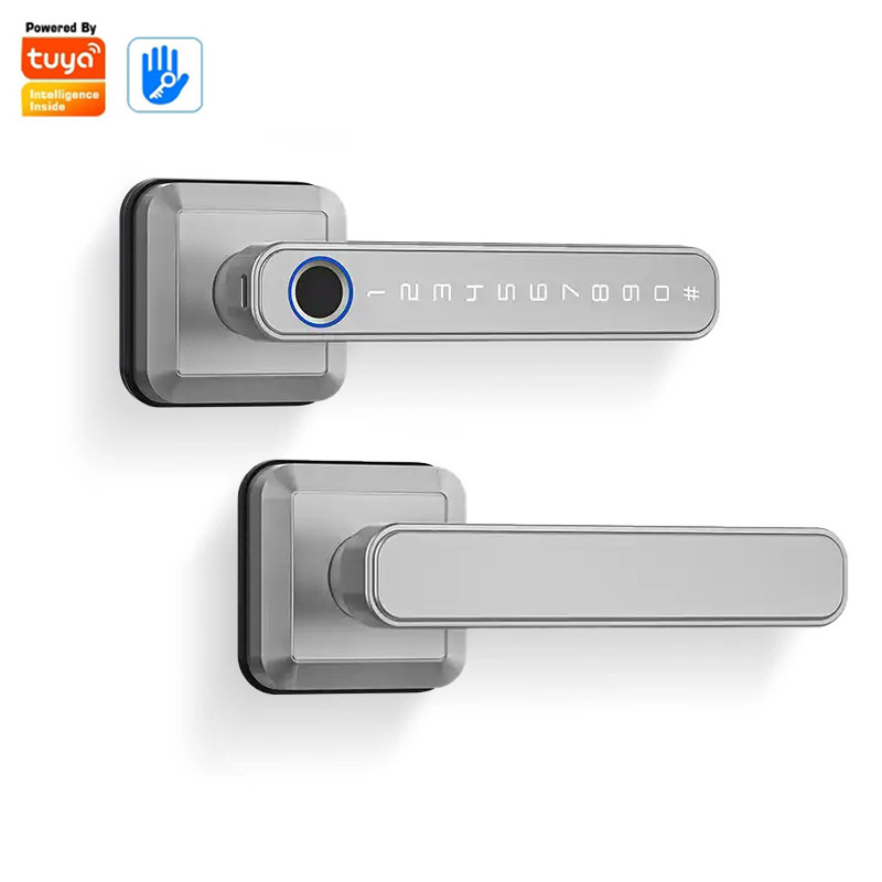 Chapa Inteligente T3402 TUYA PLATA Izquierda